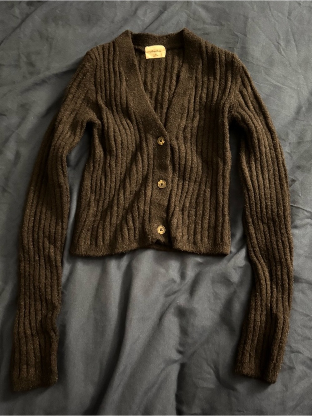 Wilfred Brown Ribbed V-Neck Button Cardigan